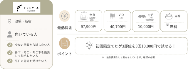 フレイアクリニックメンズ練馬料金と特徴