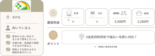 光が丘皮フ科料金と特徴
