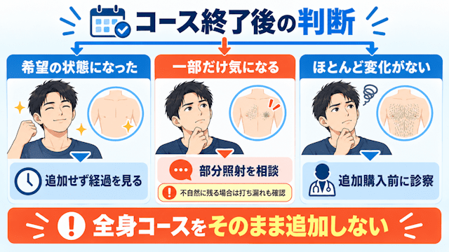 男性の医療脱毛でコース終了後も毛が残ったときの対処法