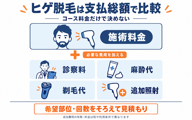 ヒゲ脱毛の支払総額比較ガイド