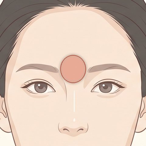 眉間のボトックス注射の部位イラスト