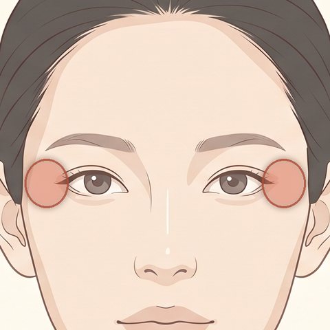 目尻のボトックス注射の部位イラスト