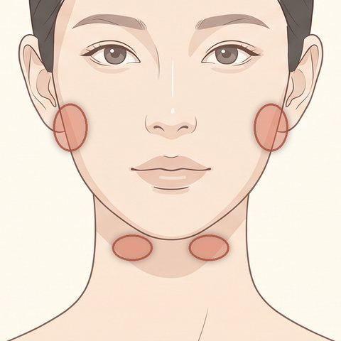 唾液腺のボトックス注射の部位イラスト